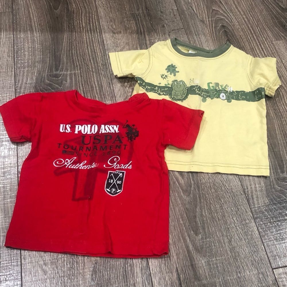 Boys Short Sleeve Tees Size 18M U.S. Polo Assn. Koala Kids Red and Yellow Tees